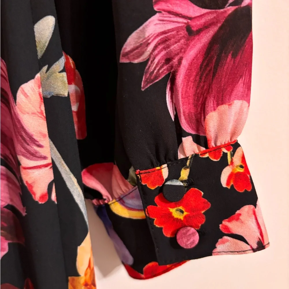 J.crew Tie-Neck Midnight Dutch Floral Fit & Flare Dress - Picture 10 of 12